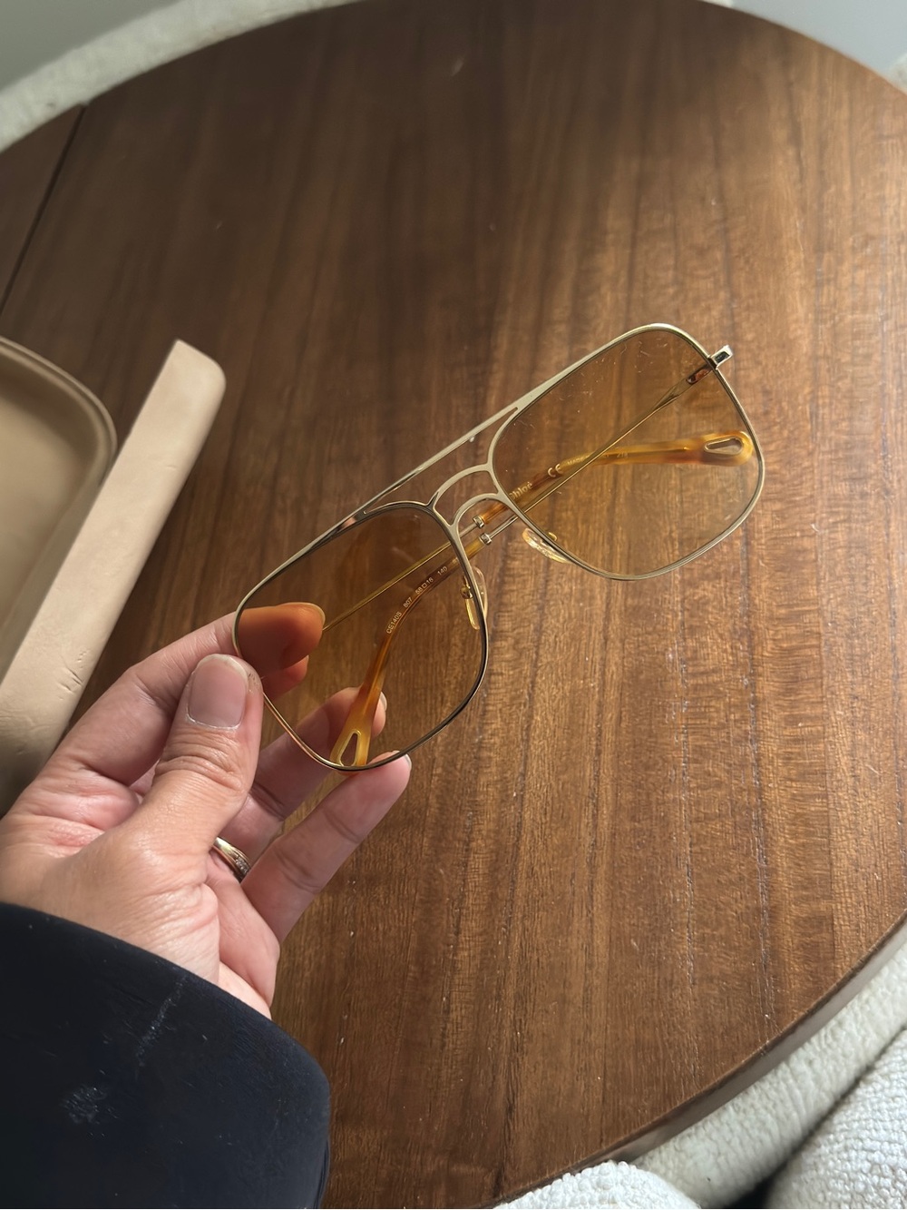 Chloe Gold Frame Sunglasses with Amber Lenses